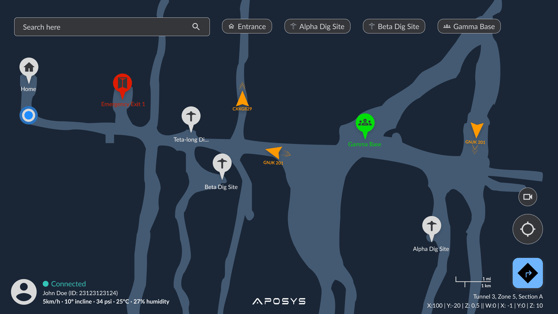 DeepNav underground positioning dashboard