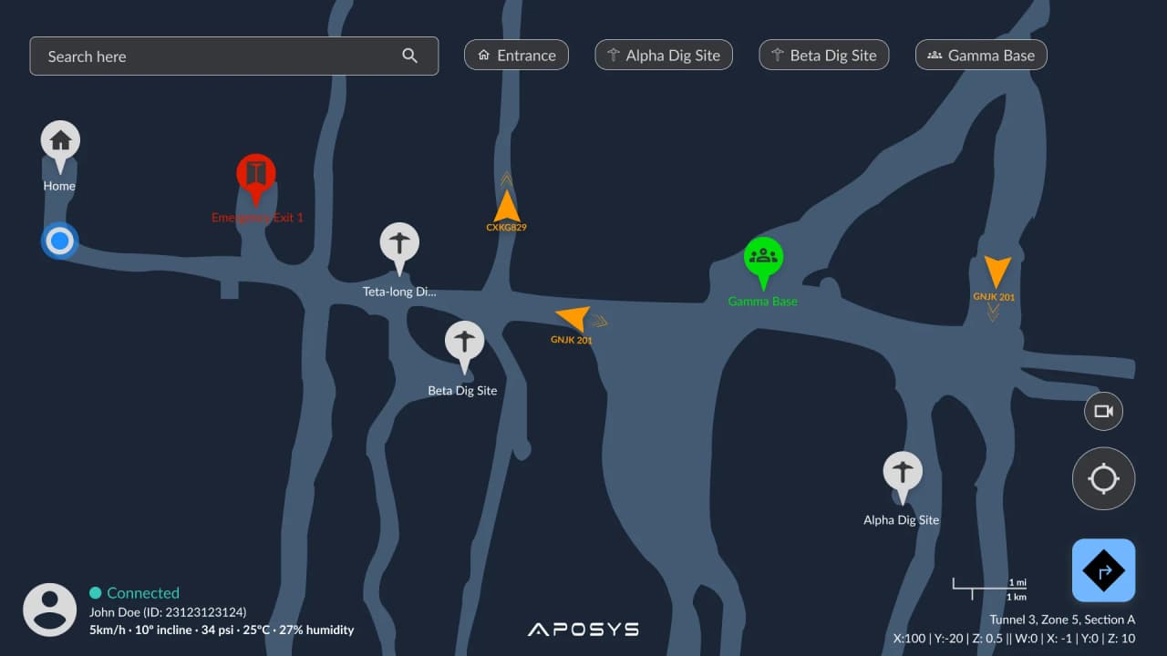 DeepNav underground positioning dashboard