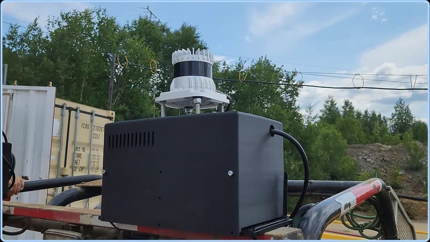DeepNav portable positioning receiver mounted outdoors during testing