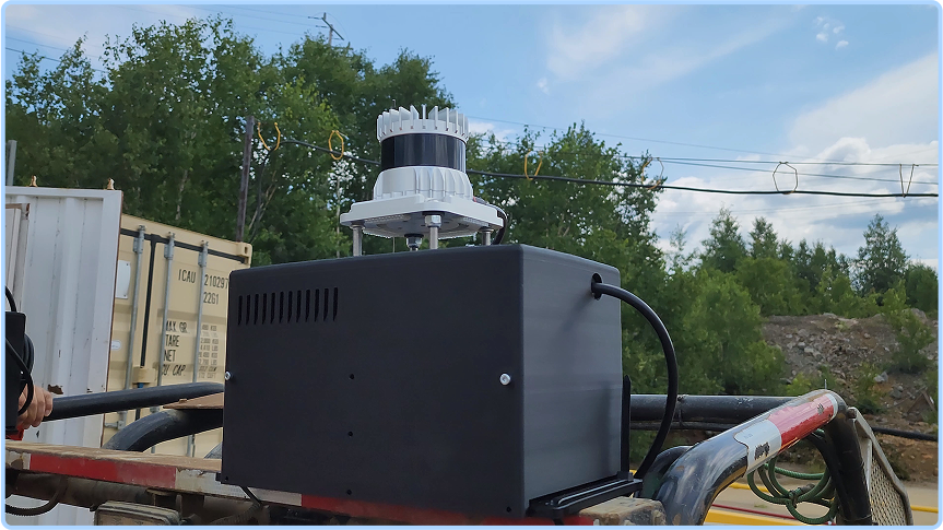 DeepNav portable positioning receiver mounted outdoors during testing